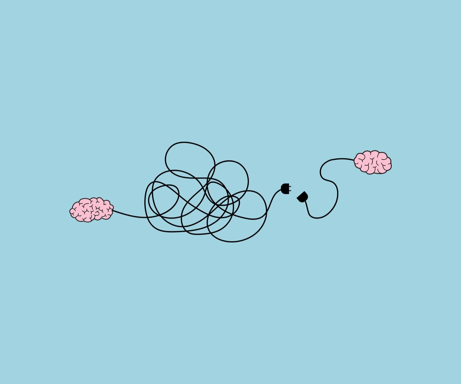 Two brains connected together by a current cable